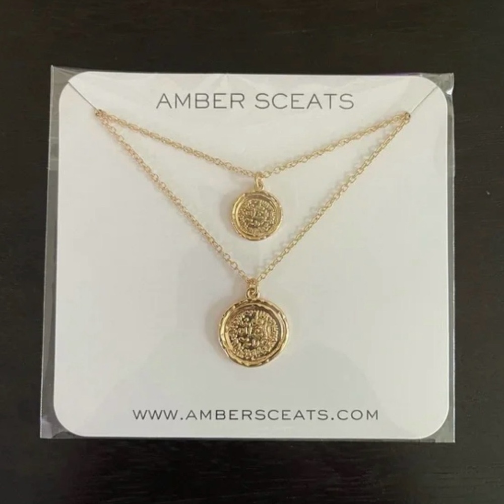 Amber Sceats Layered Gold Coin Pendant Necklace - Picture 3 of 9